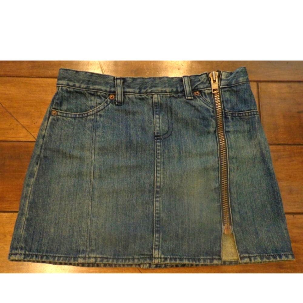 HABITUAL blue denim zip side mini skirt sz 25